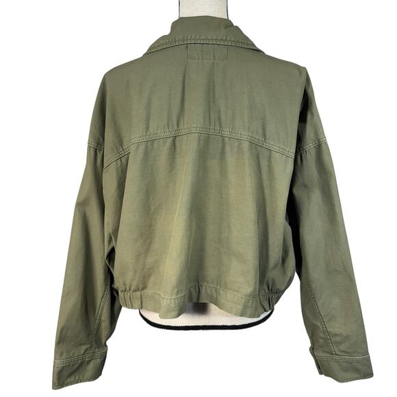 Torrid SZ 3 (3X-Large) Cropped Utility Jacket Snap Front Pockets Olive Green - Picture 4 of 8